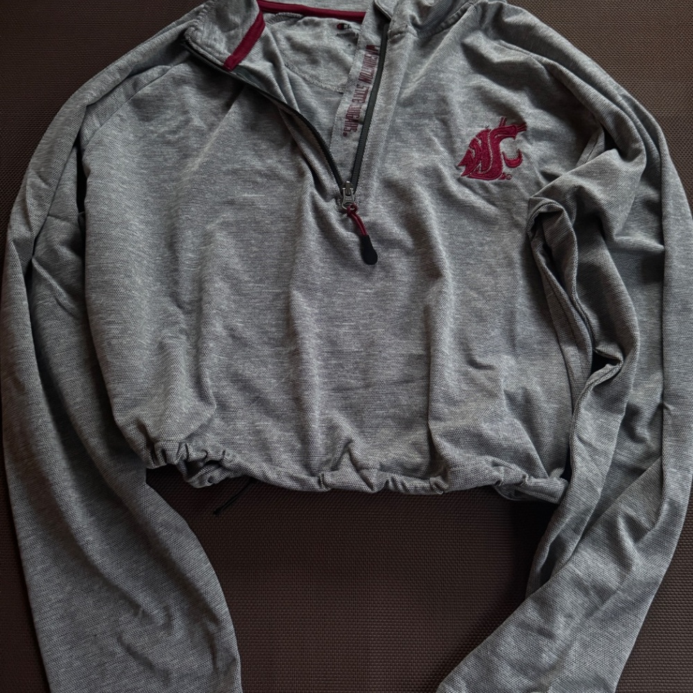 Washington State Crop 1/4 zip  Sweatshirt Vintage Large - Picture 2 of 3